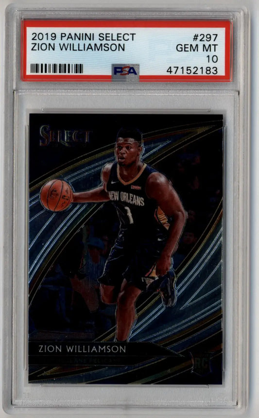 PSA-graded Zion Williamson 2019-20 Select Courtside Rookie #297 in protective case