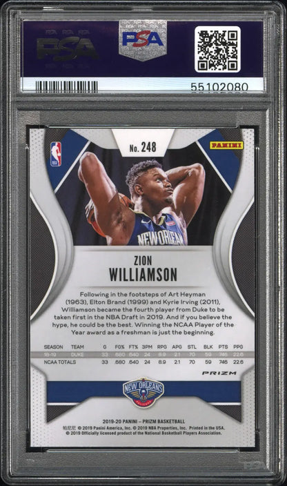 Zion Williamson 2019 Panini Prizm Ruby Wave #249 PSA 10 Gem Mint basketball card