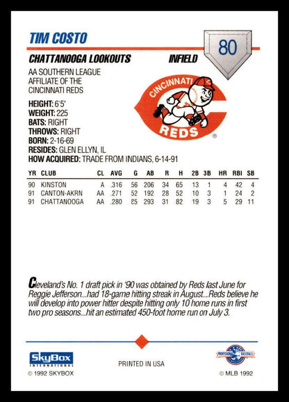 1992 Skybox AA #80 Tim Costo Chattanooga Lookouts NM-MT Baseball Card - TradingCardsMarketplace.com