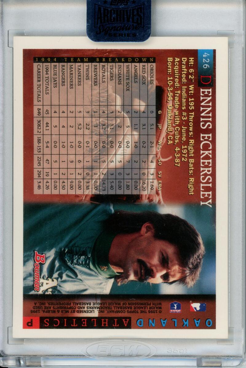 2018 Topps Archives Signatures #426 Dennis Eckersley NM-MT Auto 7/10 Oakland Athletics Baseball Card - TradingCardsMarketplace.com