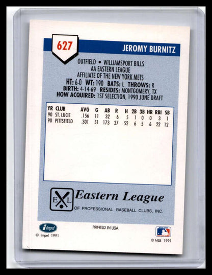1991 Line Drive AA #627 Jeromy Burnitz NM-MT Baseball Card - TradingCardsMarketplace.com