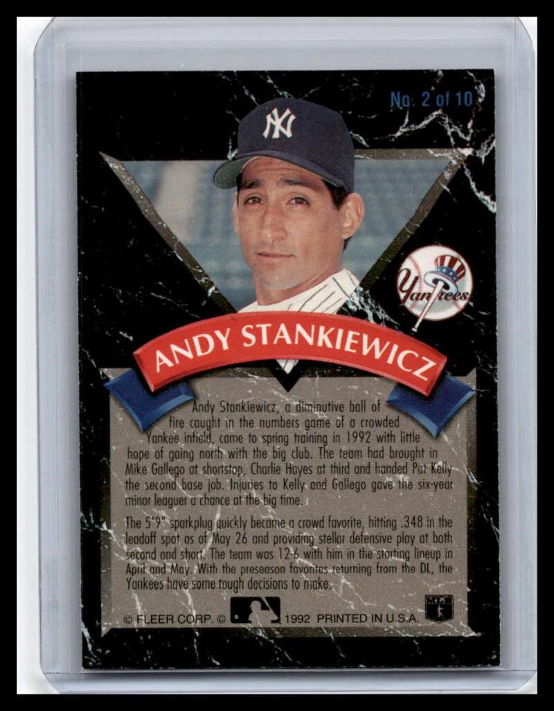 1992 Ultra #2 Andy Stankiewicz NM-MT New York Yankees Baseball Card - TradingCardsMarketplace.com