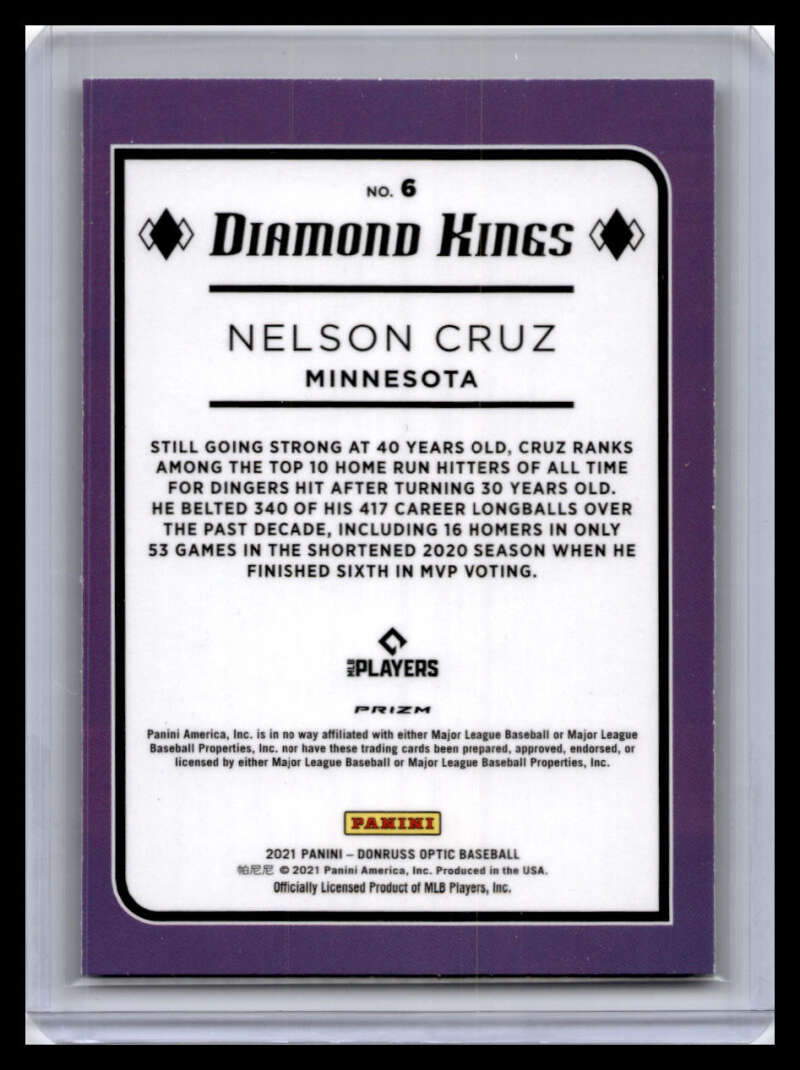 2021 Donruss Optic #6 Nelson Cruz NM-MT Minnesota Twins Baseball Card - TradingCardsMarketplace.com