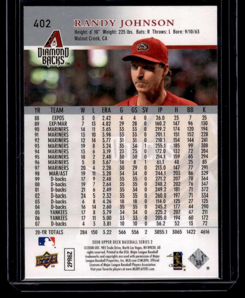 2008 Upper Deck #402 Randy Johnson EX/NM Arizona Diamondbacks Baseball Card - TradingCardsMarketplace.com