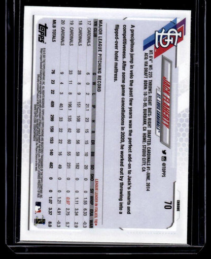 2021 Topps Chrome Refractor Prism #70 Jack Flaherty NM/MT St. Louis Cardinals Baseball Card - TradingCardsMarketplace.com