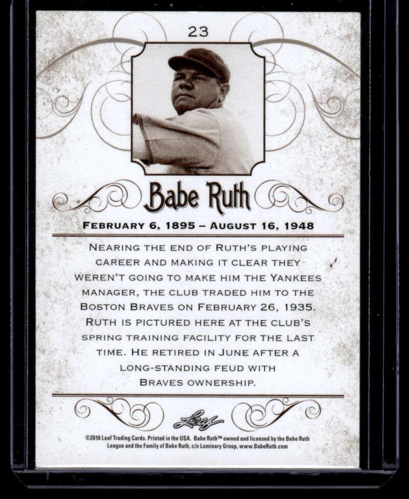 2016 Leaf Babe Ruth Collection #23 Babe Ruth Boston Braves NM-MT Baseball Card - TradingCardsMarketplace.com