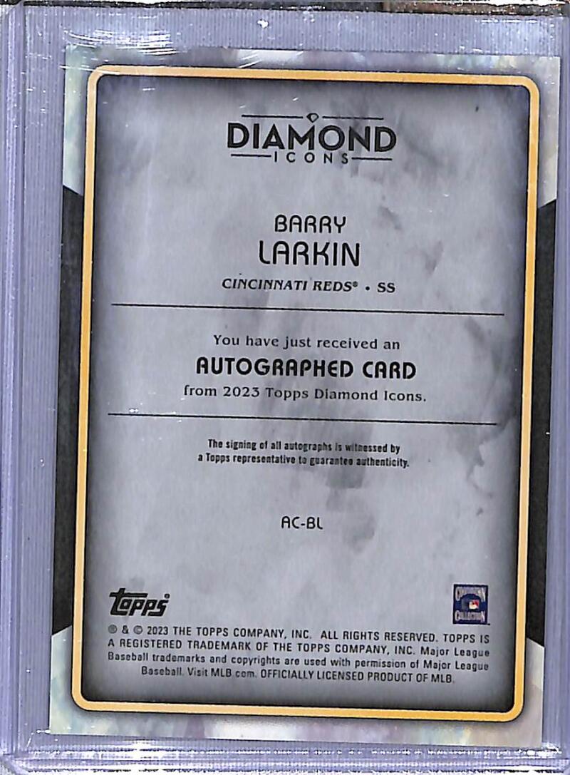2023 Topps Diamond Icons #AC-BL Barry Larkin NM-MT Auto 4/5 Cincinnati Reds Baseball Card  Image 2