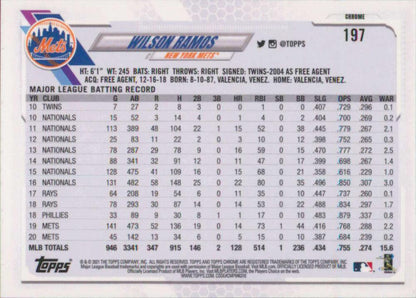 2021 Topps Chrome #197 Wilson Ramos NM-MT New York Mets Baseball Card - TradingCardsMarketplace.com