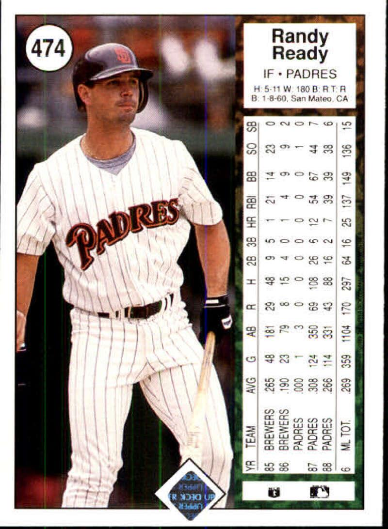 1989 Upper Deck #474 Randy Ready UER NM-MT San Diego Padres Baseball Card - TradingCardsMarketplace.com