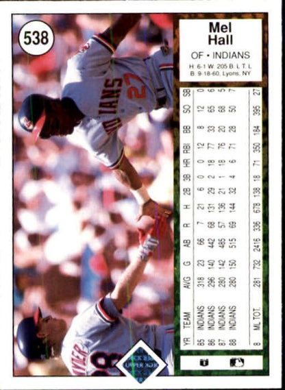 1989 Upper Deck #538 Mel Hall NM-MT Cleveland Indians Baseball Card - TradingCardsMarketplace.com