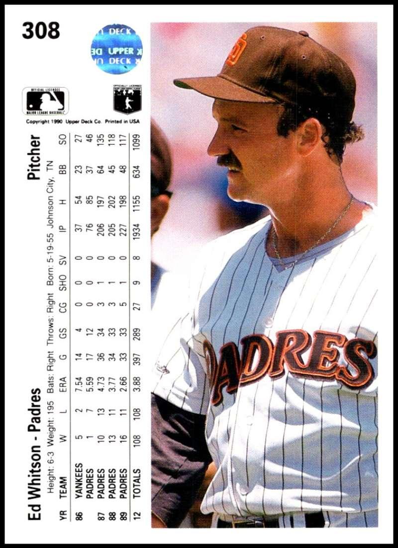 1990 Upper Deck #308 Ed Whitson NM-MT San Diego Padres Baseball Card - TradingCardsMarketplace.com