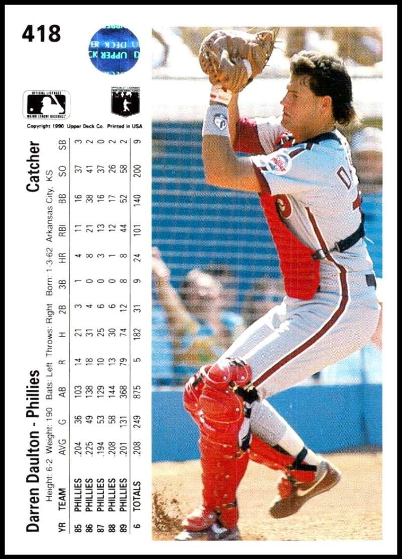 1990 Upper Deck #418 Darren Daulton NM-MT Philadelphia Phillies Baseball Card - TradingCardsMarketplace.com