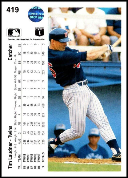 1990 Upper Deck #419 Tim Laudner NM-MT Minnesota Twins Baseball Card - TradingCardsMarketplace.com