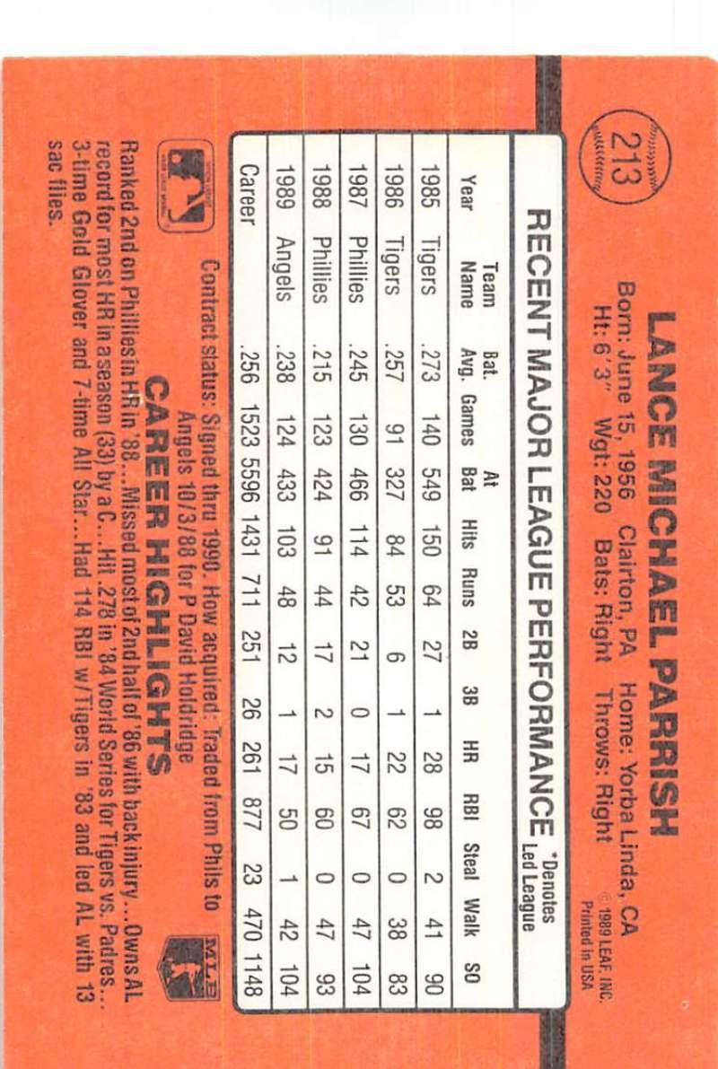1990 Donruss #213 Lance Parrish VG-EX California Angels Baseball Card - TradingCardsMarketplace.com