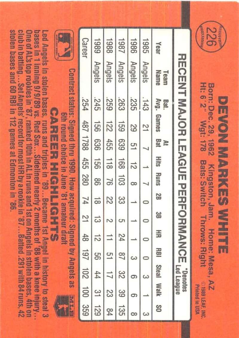 1990 Donruss #226 Devon White VG-EX California Angels Baseball Card - TradingCardsMarketplace.com