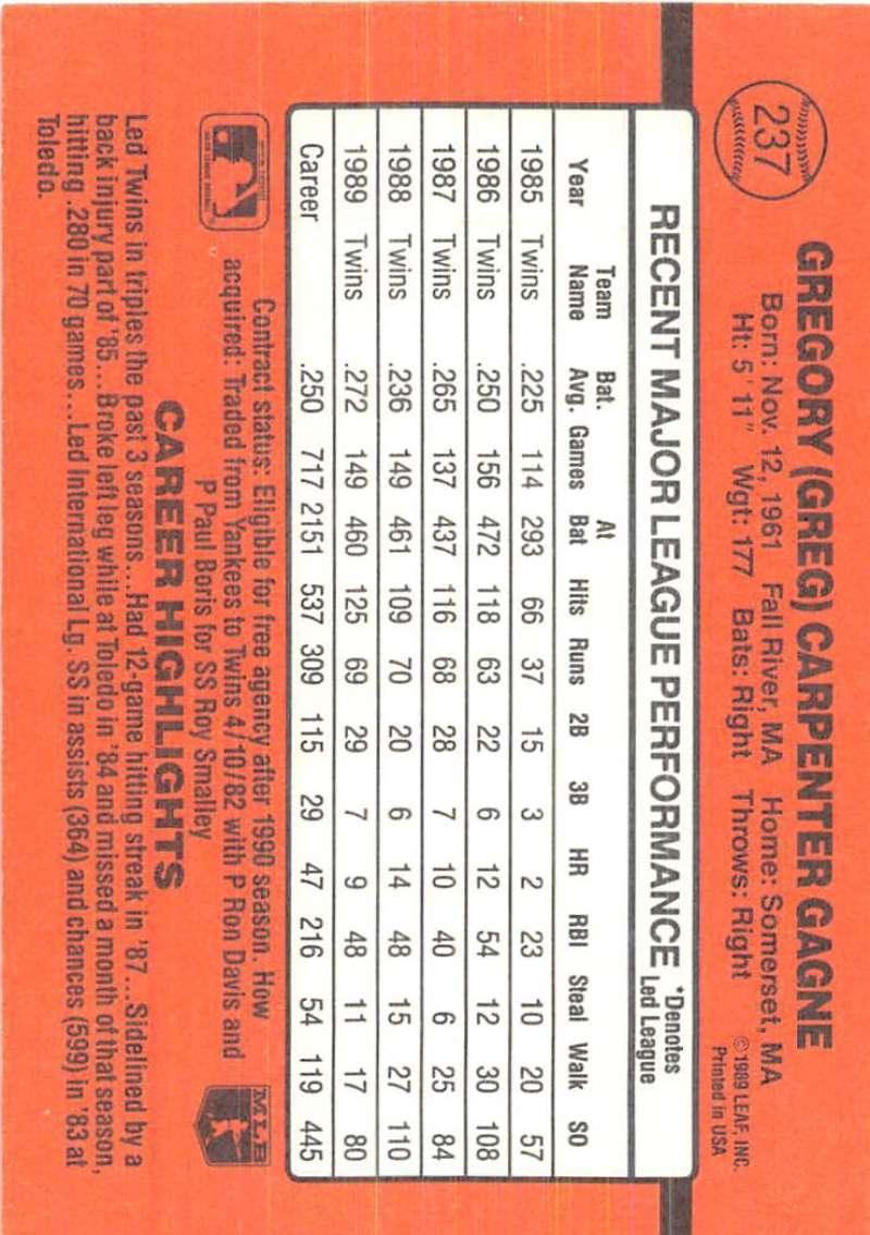 1990 Donruss #237 Greg Gagne VG-EX Minnesota Twins Baseball Card - TradingCardsMarketplace.com