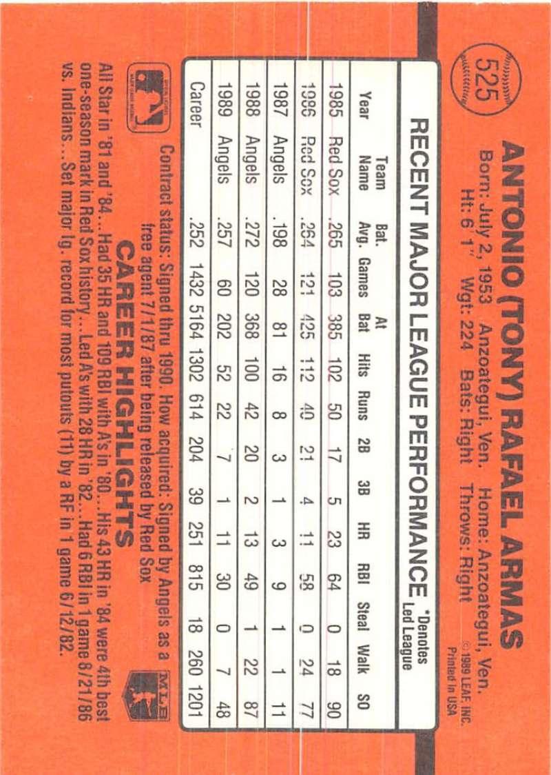 1990 Donruss #525 Tony Armas VG-EX California Angels Baseball Card - TradingCardsMarketplace.com