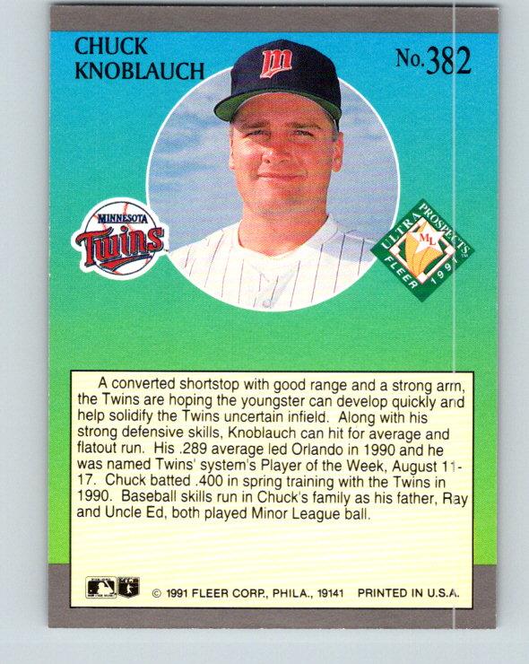 1991 Fleer Ultra #382 Chuck Knoblauch MLP NM-MT Minnesota Twins Baseball Card - TradingCardsMarketplace.com