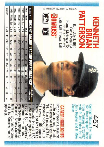1992 Donruss #457 Ken Patterson NM-MT Chicago White Sox Baseball Card - TradingCardsMarketplace.com