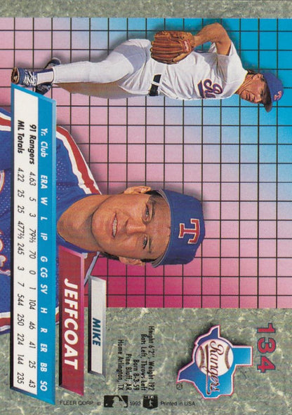 1992 Fleer Ultra #134 Mike Jeffcoat NM-MT Texas Rangers Baseball Card - TradingCardsMarketplace.com