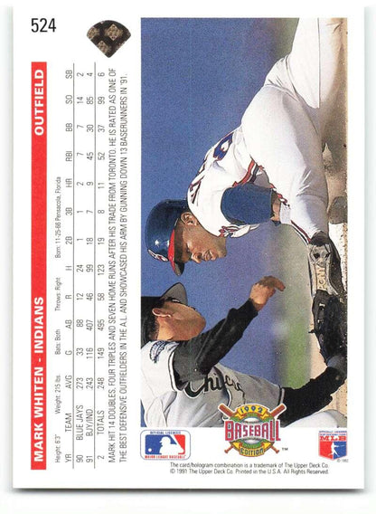 1992 Upper Deck #524 Mark Whiten NM-MT Cleveland Indians Baseball Card - TradingCardsMarketplace.com