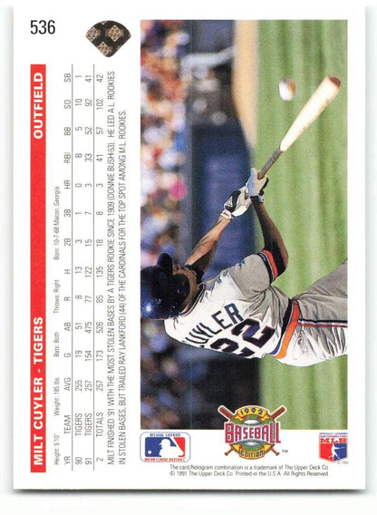 1992 Upper Deck #536 Milt Cuyler NM-MT Detroit Tigers Baseball Card - TradingCardsMarketplace.com