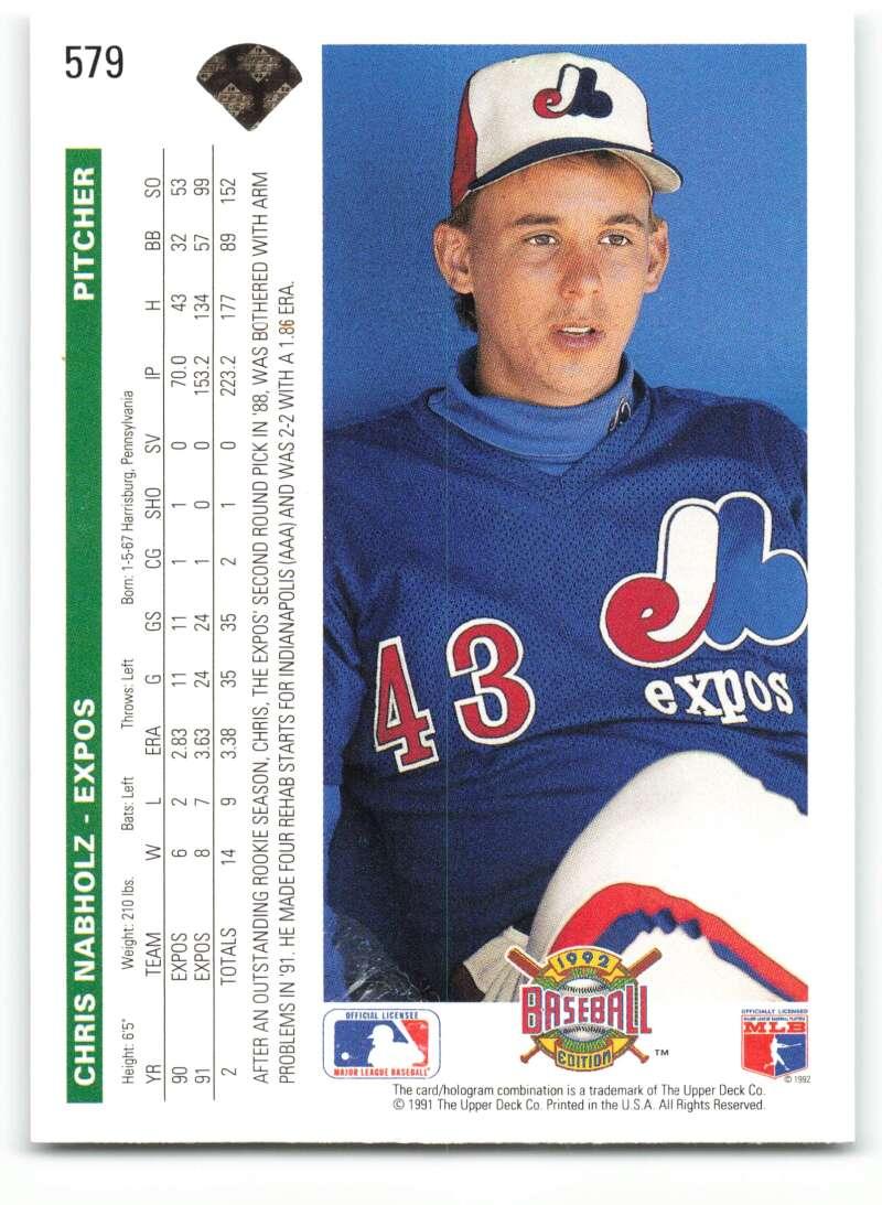 1992 Upper Deck #579 Chris Nabholz NM-MT Montreal Expos Baseball Card - TradingCardsMarketplace.com