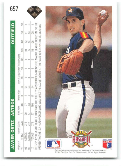 1992 Upper Deck #657 Javier Ortiz NM-MT Houston Astros Baseball Card - TradingCardsMarketplace.com