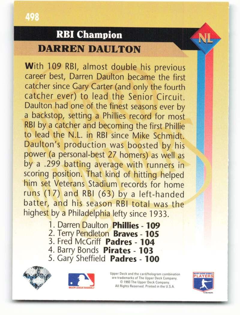 1993 Upper Deck #498 Darren Daulton AW VG Philadelphia Phillies Baseball Card - TradingCardsMarketplace.com