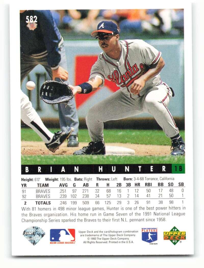 1993 Upper Deck #582 Brian Hunter VG Atlanta Braves Baseball Card - TradingCardsMarketplace.com