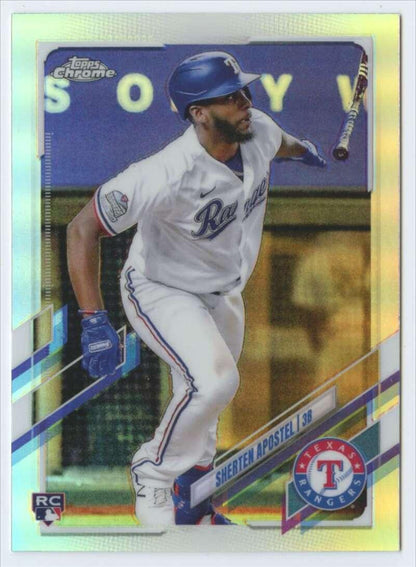 2021 Topps Chrome Refractor #126 Sherten Apostel NM/MT RC Rookie Texas Rangers Baseball Card - TradingCardsMarketplace.com