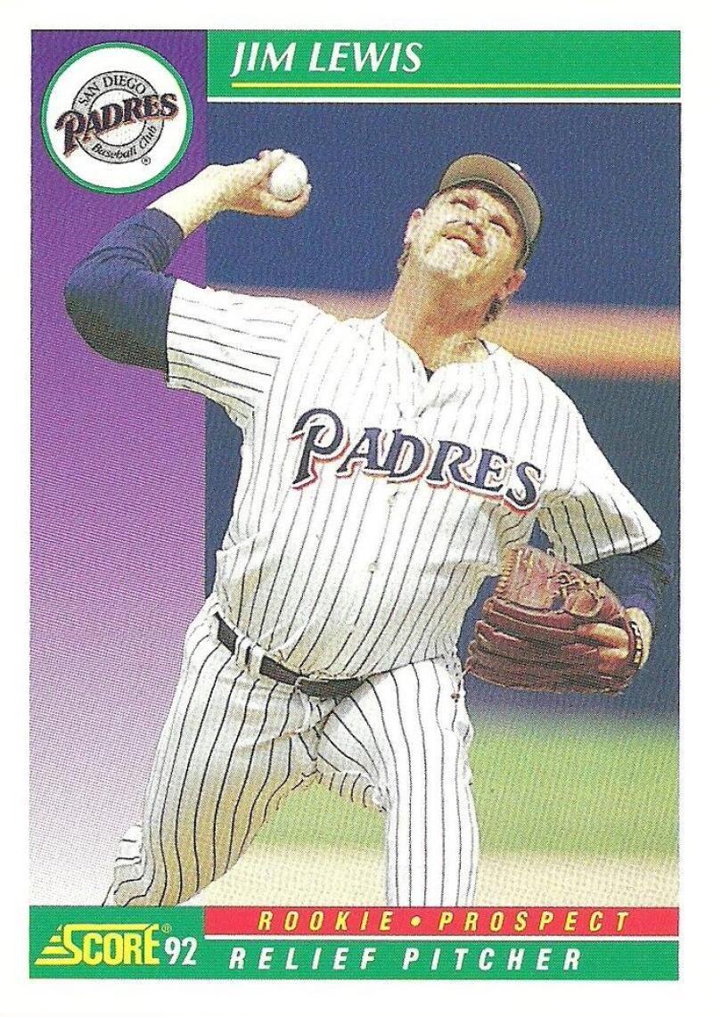 1992 Score #852 Jimmy Lewis NM-MT RC Rookie San Diego Padres Baseball Card - TradingCardsMarketplace.com